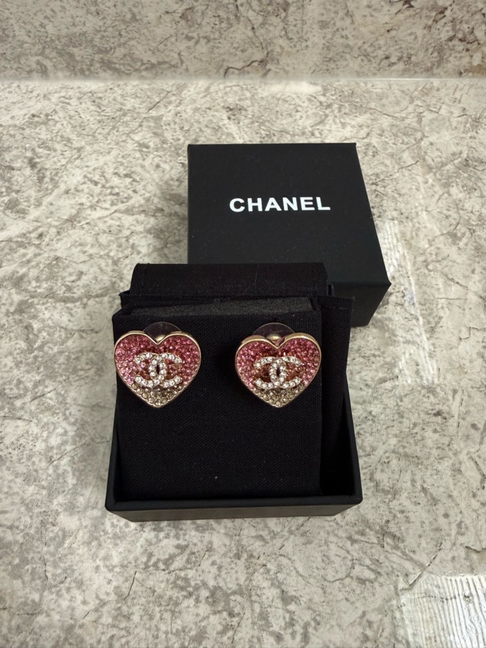 Stylish Pink Heart Rhinestone Earring